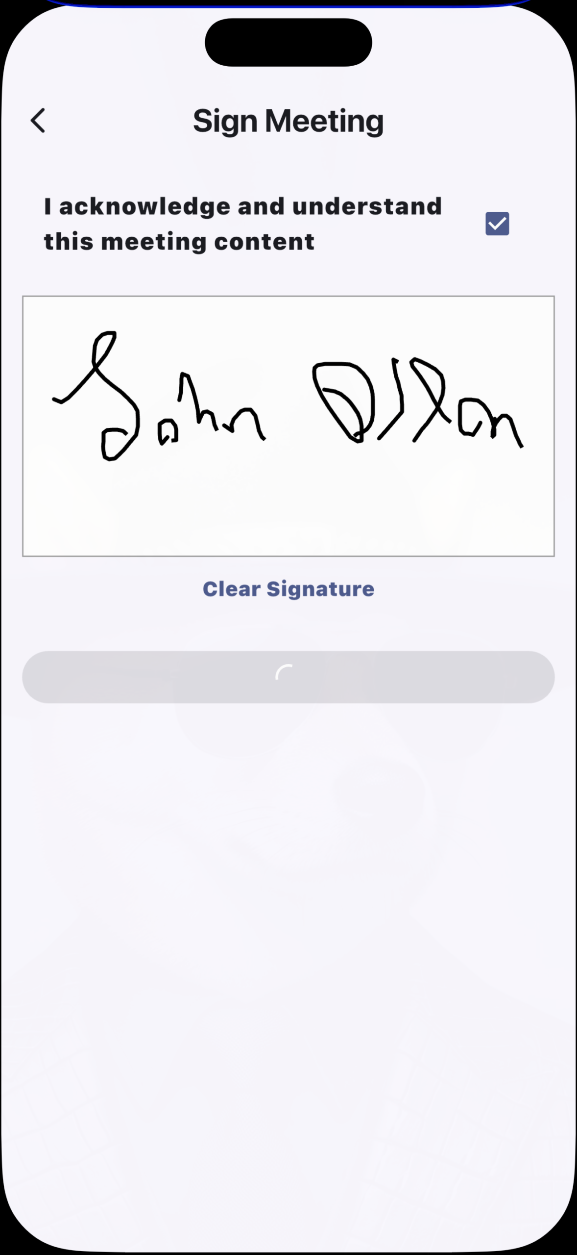 Crew sign-off screenshot