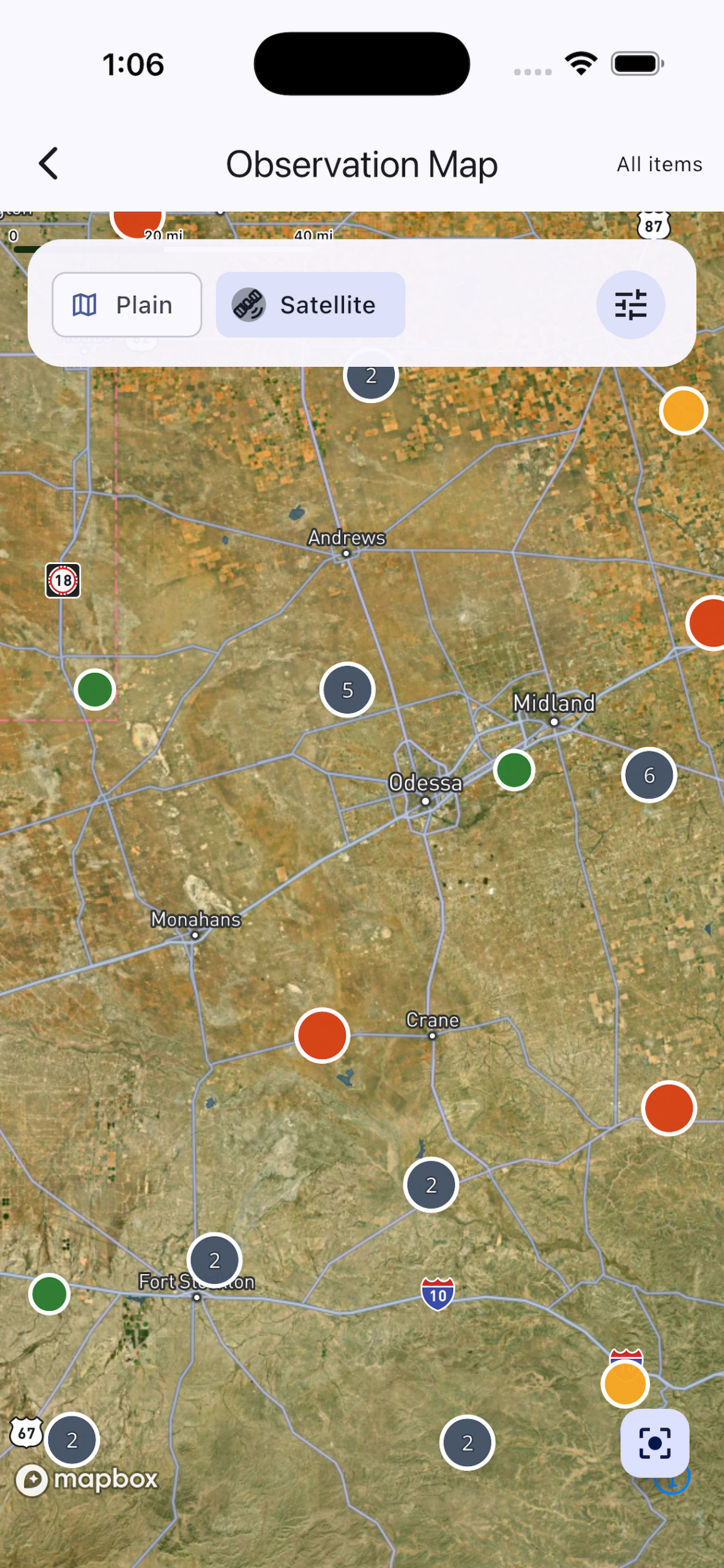 Observation map screenshot